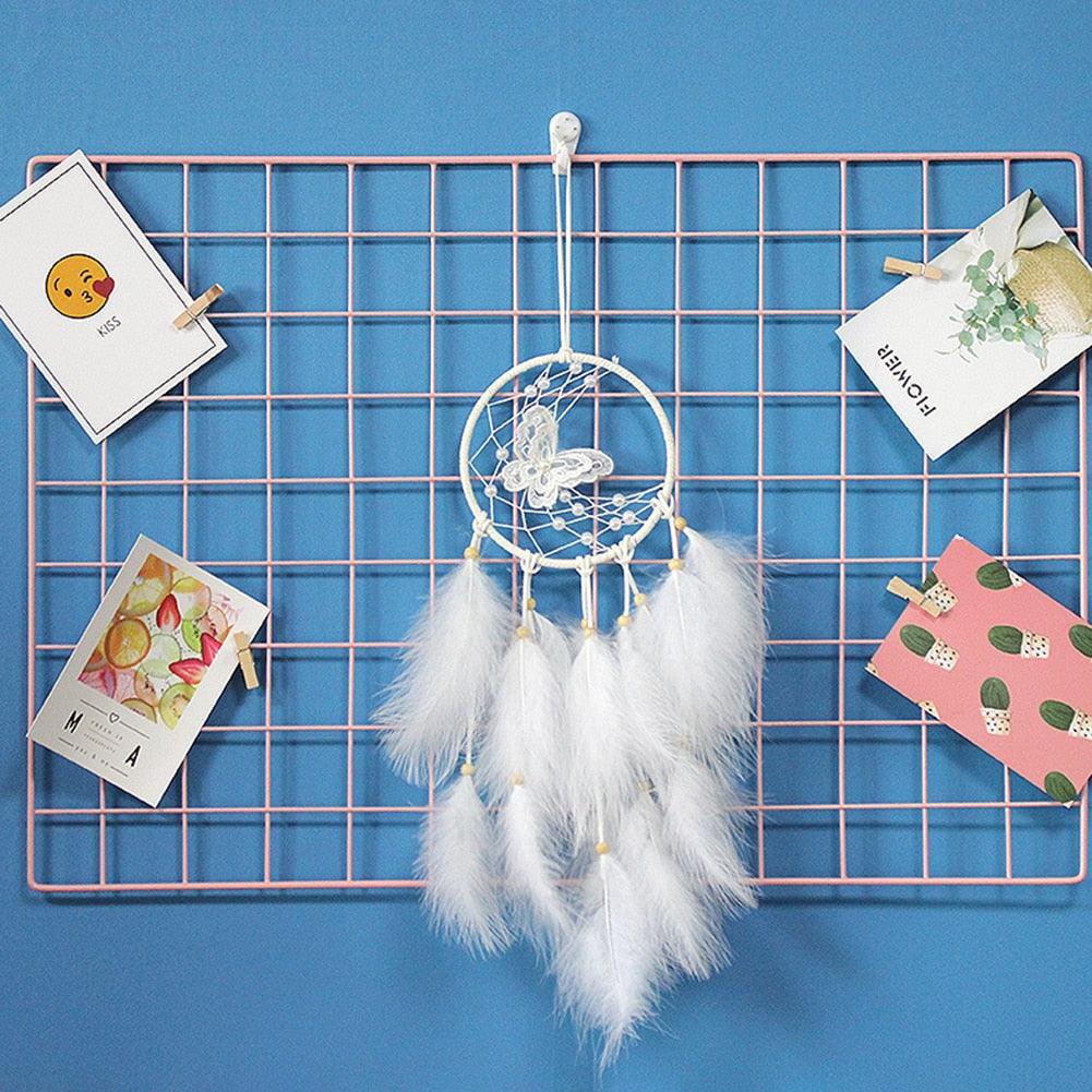 Dream Catcher Wall Decor with White Feathers Indian Style Dream-catcher Moon Handmade Wind Chimes Wall Ornament Girls Room Decoration Feather Dream Catcher For Kids Women Wedding Bohemian Wall Decor Stevvex