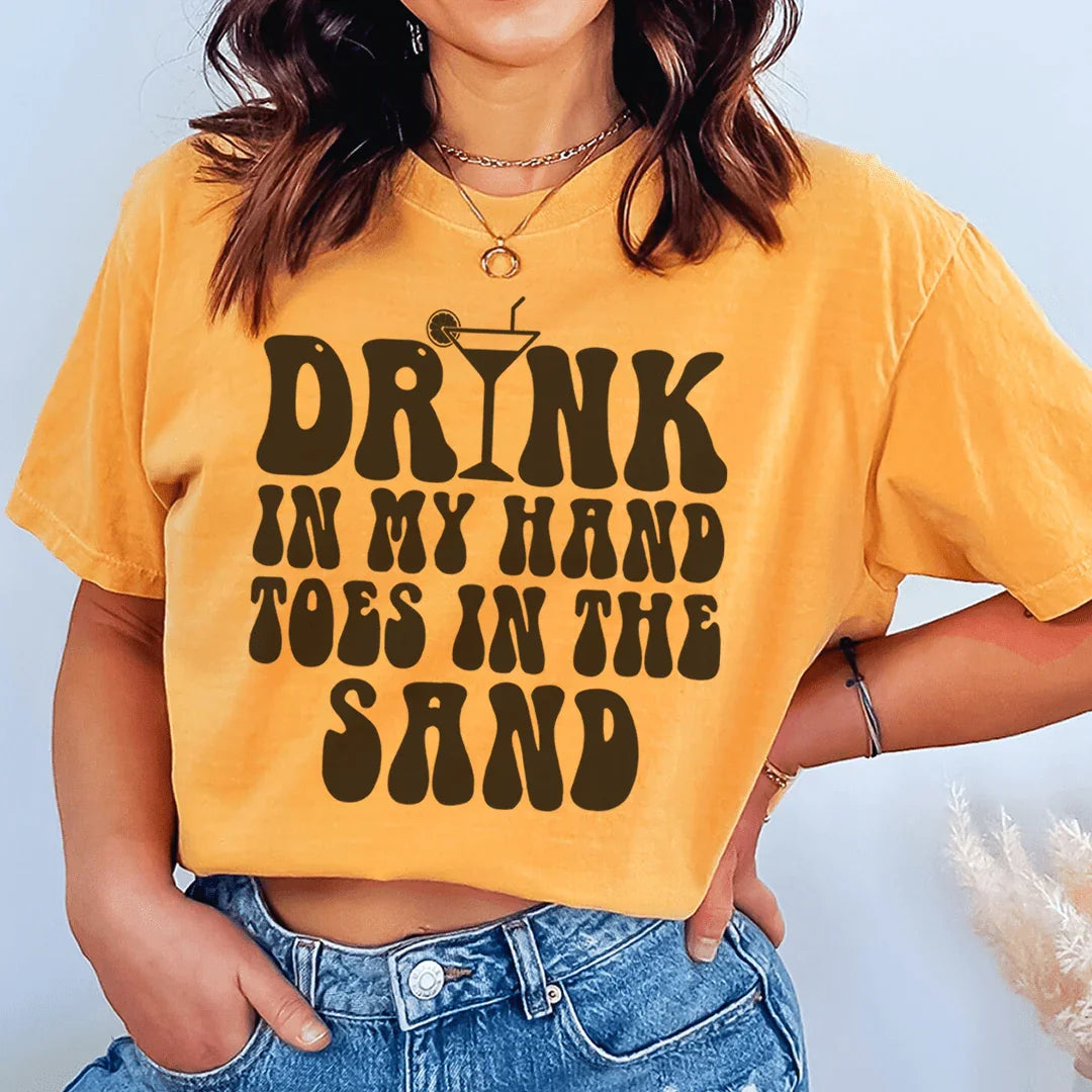 Drink In My Hand Toes In The Sand Tee Peachy Sunday