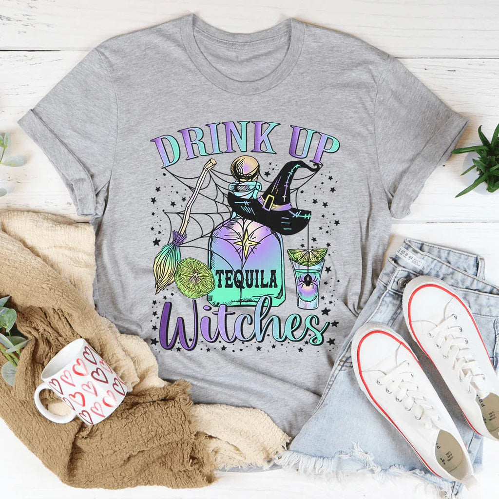 Drink Up Witches Tequila Tee Peachy Sunday