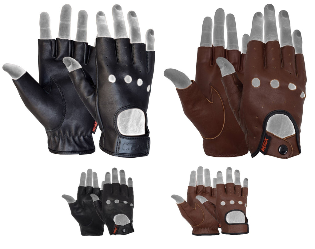 MRX Driving Gloves soft Leather Unlined Motorbike Riding Half Fingers Glove for Unisex - SJB-DIAMOND ELITES