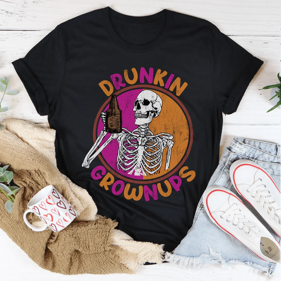 Drunkin Grownups Tee Peachy Sunday