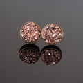 Druzy Round Stud Earrings Pink Crystal Gold Plated Style