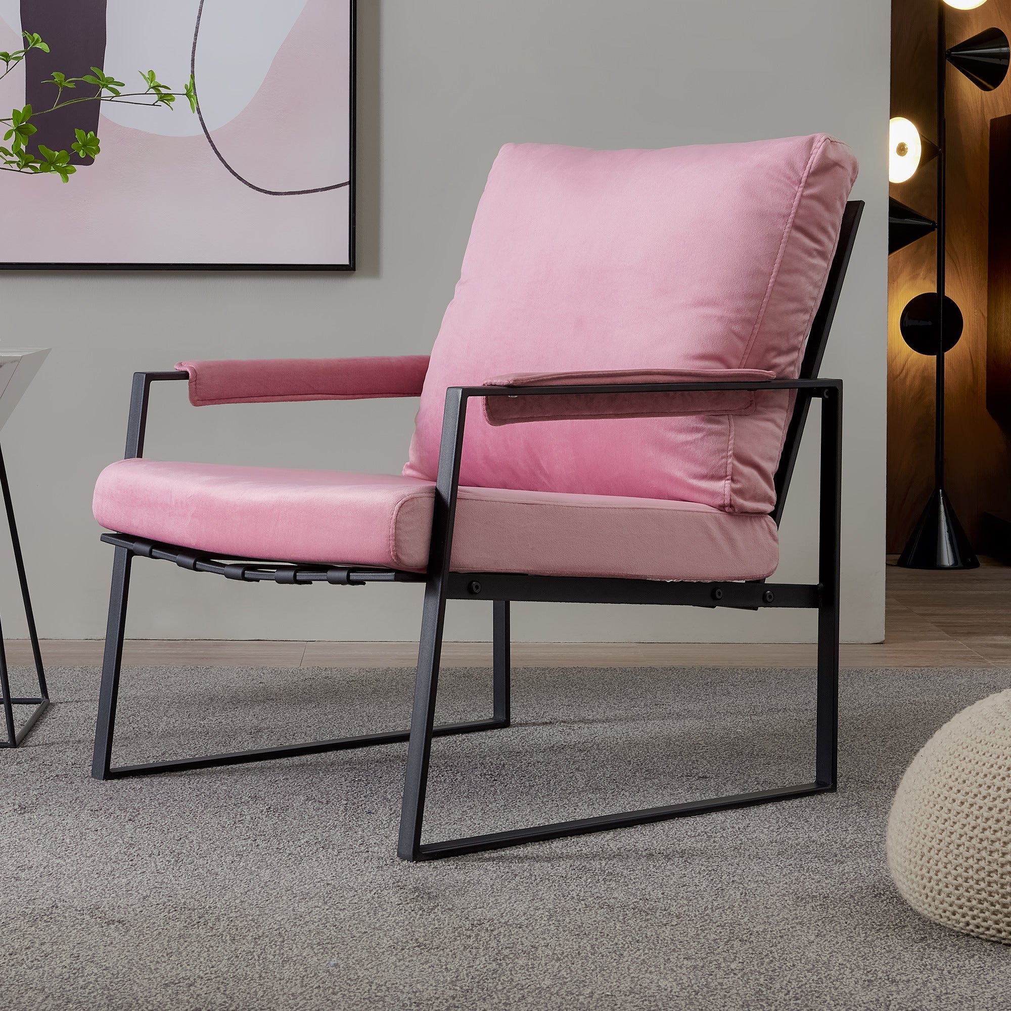 Modern Relax Single Arms Chair With Velvet Cushion Lootquake LLC