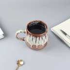 Large Ceramic Coffee Mug, 21 Oz, Gilt Beige Blue Tea Cup for Office and Home, Dishwasher and Microwave Safe EasyOptionXY LLC