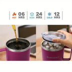30 oz Tumbler with Handle, Stainless Steel Insulated Travel Coffee Mug with Lid and Straw, Thermal Coffee Cup for Hot&Cold Drinks, Spill Proof, Cup Holder Friendly, Dishwasher Safe, B PA F ree EasyOptionXY LLC