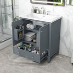 30\" Bathroom Vanity with Sink Combo, Multi-functional Bathroom Cabinet with Doors and Drawer, Solid Frame and MDF Board