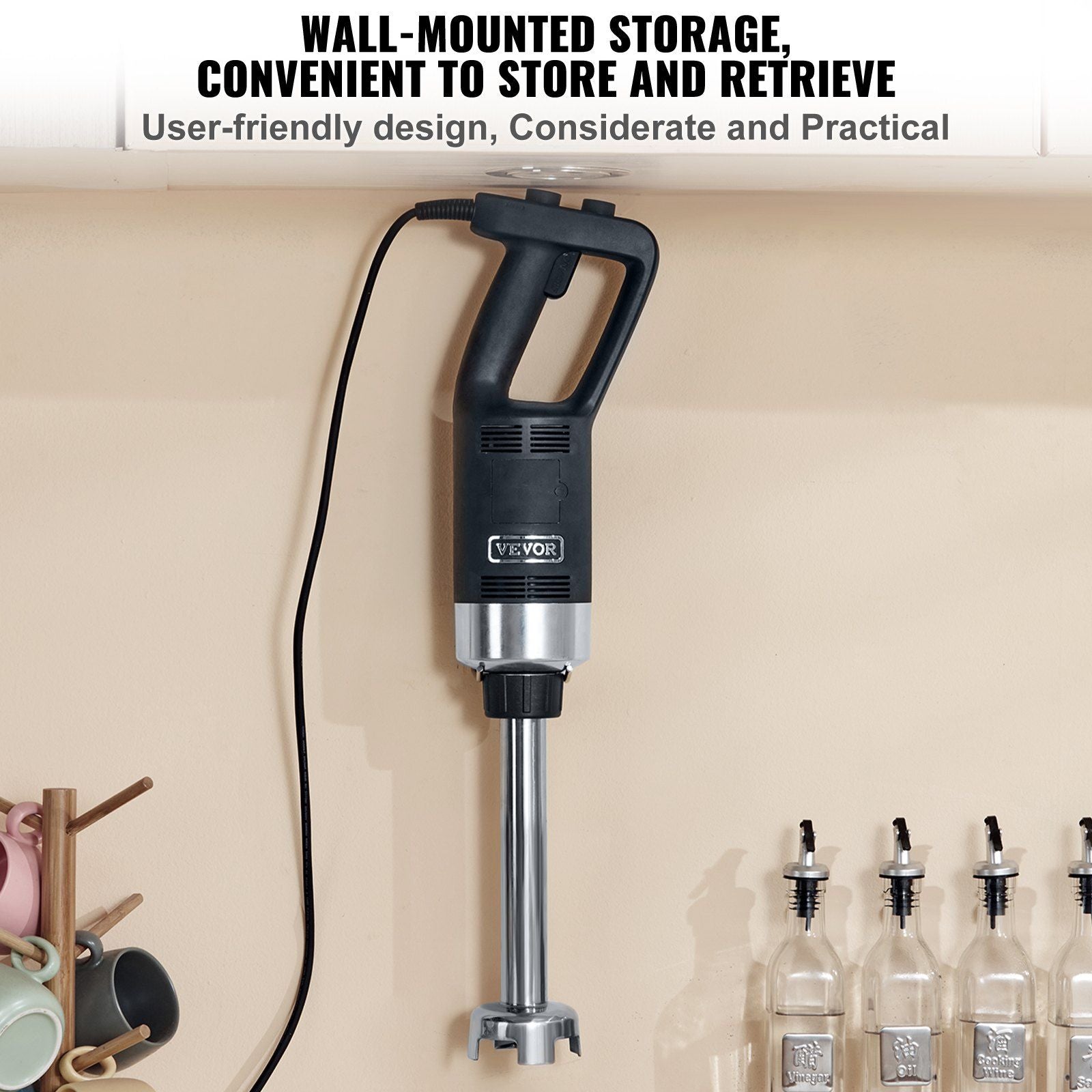 VEVOR Commercial Immersion Blender, 750W 12" Heavy Duty Hand Mixer, Variable Speed Kitchen Stick Mixer with 304 Stainless Steel Blade, Multi-Purpose Portable Mixer for Soup, Smoothie, Puree, Baby Food EasyOptionXY LLC