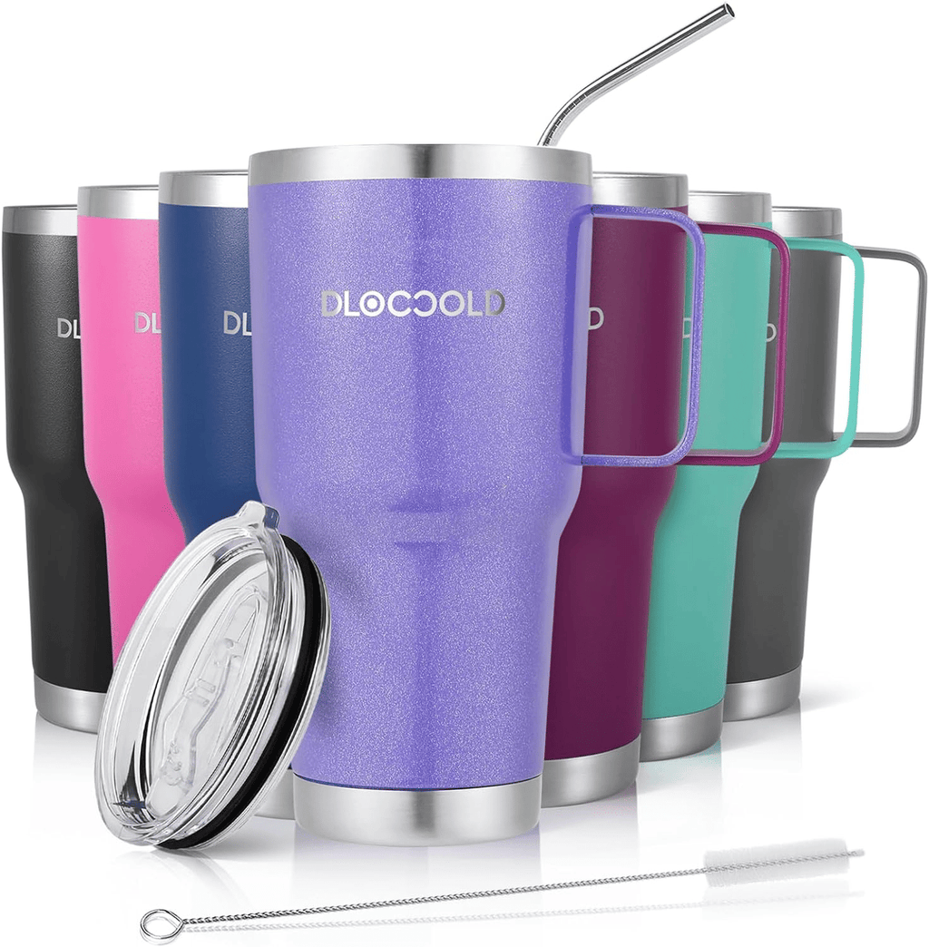 30 oz Tumbler with Handle, Stainless Steel Insulated Travel Coffee Mug with Lid and Straw, Thermal Coffee Cup for Hot&Cold Drinks, Spill Proof, Cup Holder Friendly, Dishwasher Safe, B PA F ree EasyOptionXY LLC
