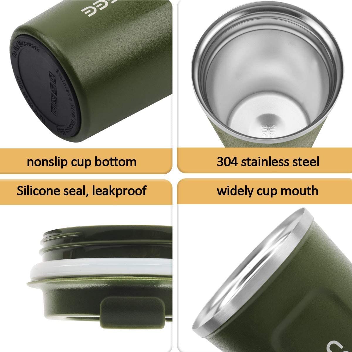 12 oz Stainless Steel Vacuum Insulated Tumbler - Coffee Travel Mug Spill Proof with Lid - T hermos Cup for Keep Hot/Ice Coffee; Tea and Beer EasyOptionXY LLC