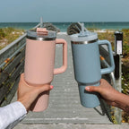 1200ml Stainless Steel Mug Coffee Cup Thermal Travel Car Auto Mugs T hermos 40 Oz Tumbler with Handle Straw Cup Drinkware New In