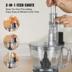 VEVOR Food Processor, 14-Cup Vegetable Chopper for Chopping, Mixing, Slicing, Puree, and Kneading Dough, 650 Watt Stainless Steel Blade Professional Electric Food Chopper, Easy Assembly & Clean, Gray EasyOptionXY LLC