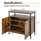 2-Door Buffet Cabinet with Shelves and Cable Management Holes