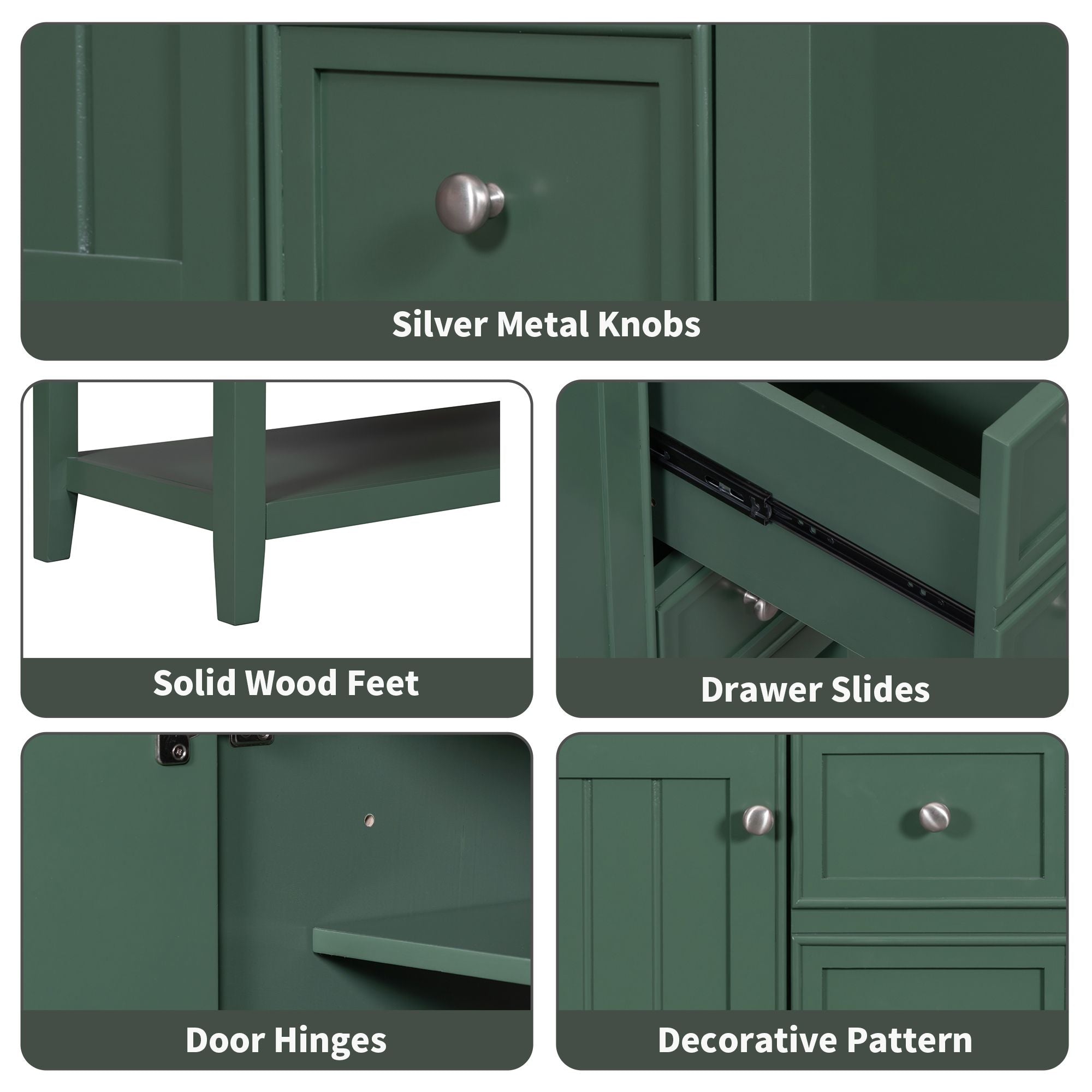 36\" Bathroom Vanity with Sink Combo, One Cabinet and Three Drawers, Solid Wood and MDF Board