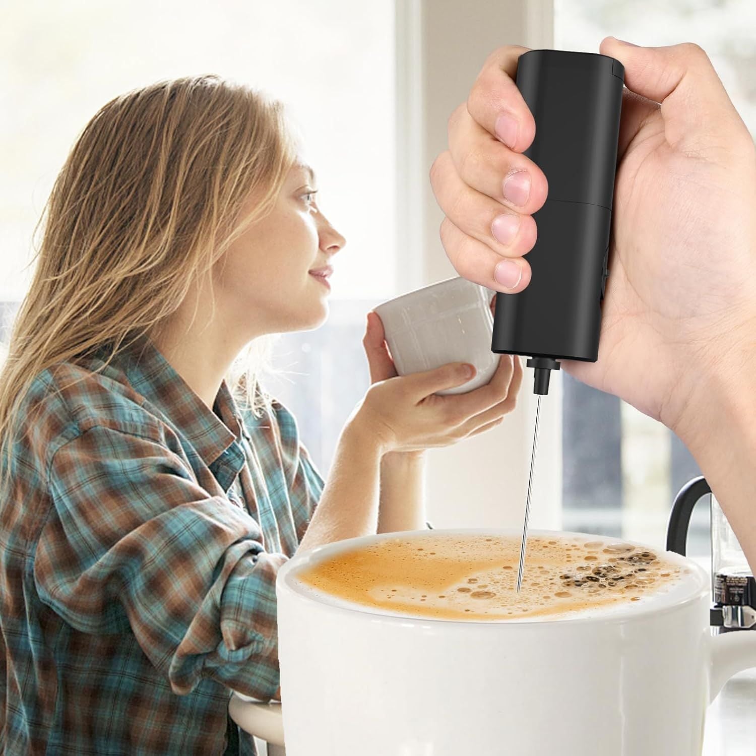 Electric Milk Frother Home Kitchen, Appliances, Handheld Egg Beater Household Supplies, Summer Cordless Coffee Bean Blender for Smoothies, Latte, Matcha, Eggs & More, Kitchen Accessories EasyOptionXY LLC
