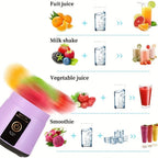 1pc 380ML Portable Blender With 6 Blades Rechargeable USB ; Personal Size Blender For Shakes And Smoothies; Traveling Fruit Veggie Juicer Cup EasyOptionXY LLC