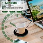 Desktop Electric Cup Warmer 8Hours Auto Off Overheating Protection Smart Timer Setting 2 Temperature Levels  Ceramic Heating Panel For Office Home EasyOptionXY LLC