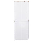 Wooden Kitchen Cabinet White Pantry Room Storage Microwave Cabinet with Framed Glass Doors and Drawer