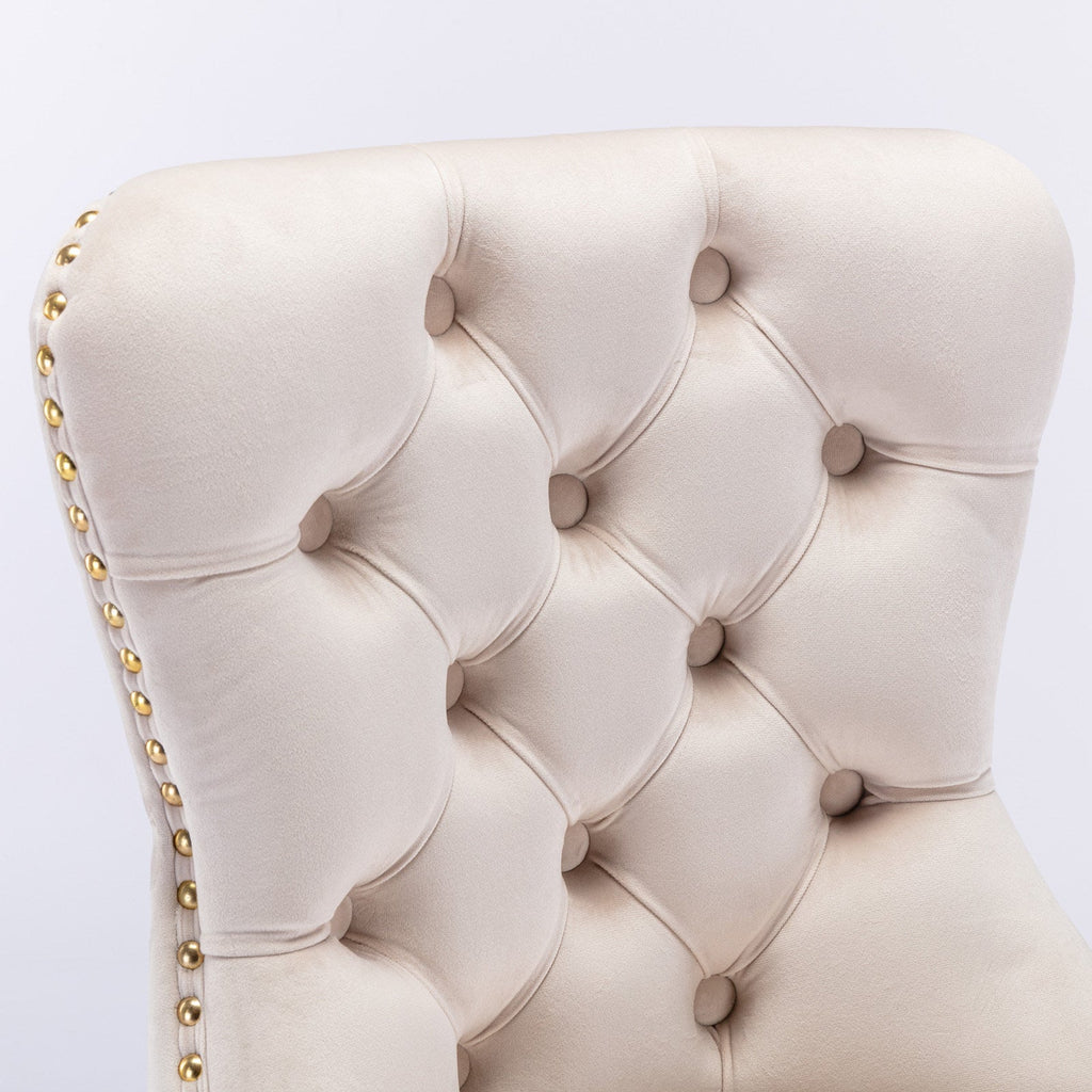 Set of 2 Thick Golden Swivel Velvet Barstools Lootquake LLC