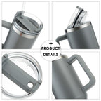 30OZ Straw Coffee Insulation Cup With Handle Portable Car Stainless Steel Water Bottle LargeCapacity Travel B PA F ree Thermal Mug
