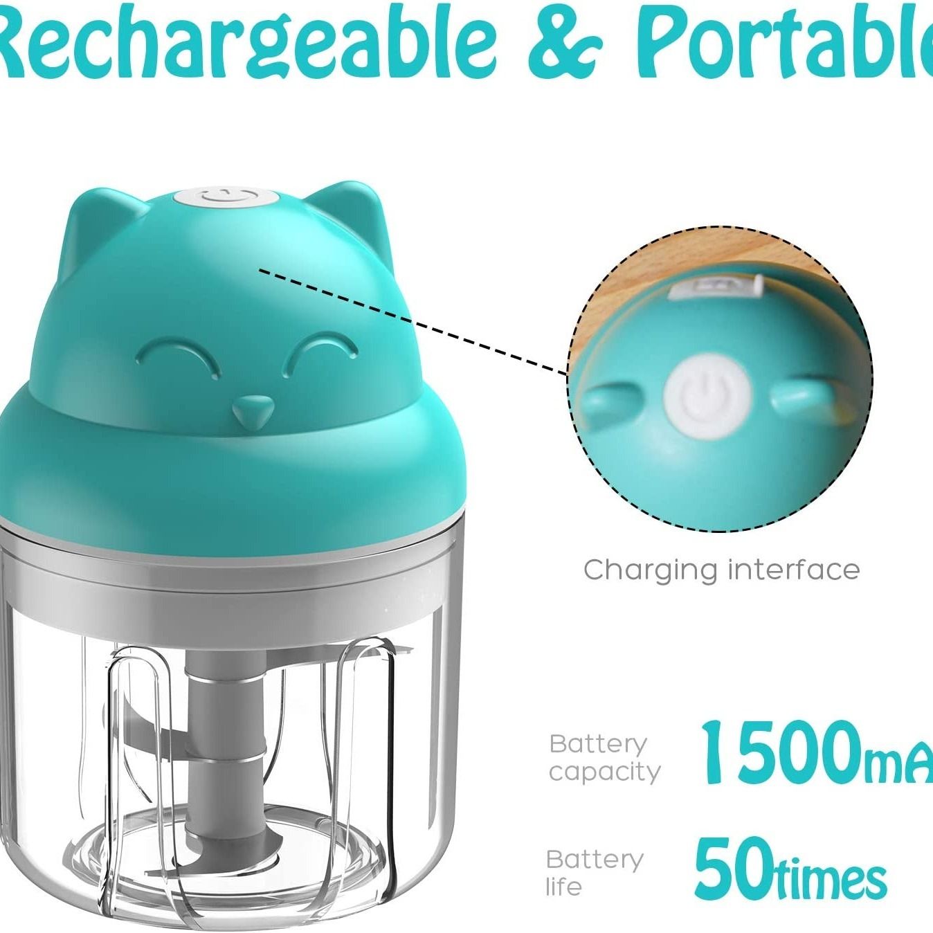 1pc 250ml/8.45oz Mini Electric Food Chopper Food Processor For Onion Chili Herb Garlic Small Cordless Veggie Fruit Blender EasyOptionXY LLC