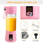 Portable Juicer Blender USB Rechargeable Juicer Cup Fruit Baby Food Mixing Machine with 6 Blades Powerful Motor