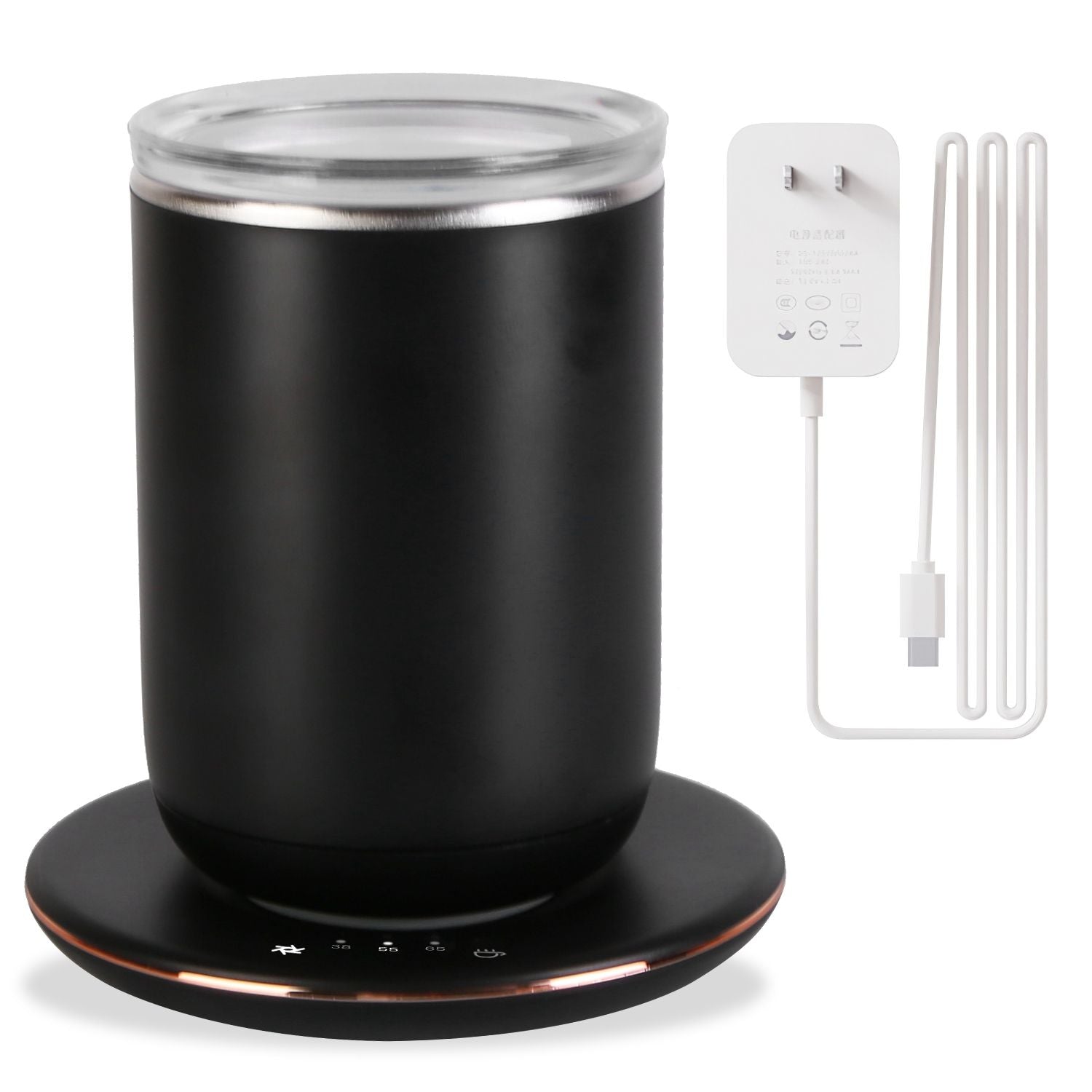 Self Stirring Coffee Mug with Lid Temperature Control Self-Heating Automatic Magnetic Mixing Mug with 3 Heat Settings Auto-Off Function For Coffee Tea Milk Cocoa Stainless Steel EasyOptionXY LLC
