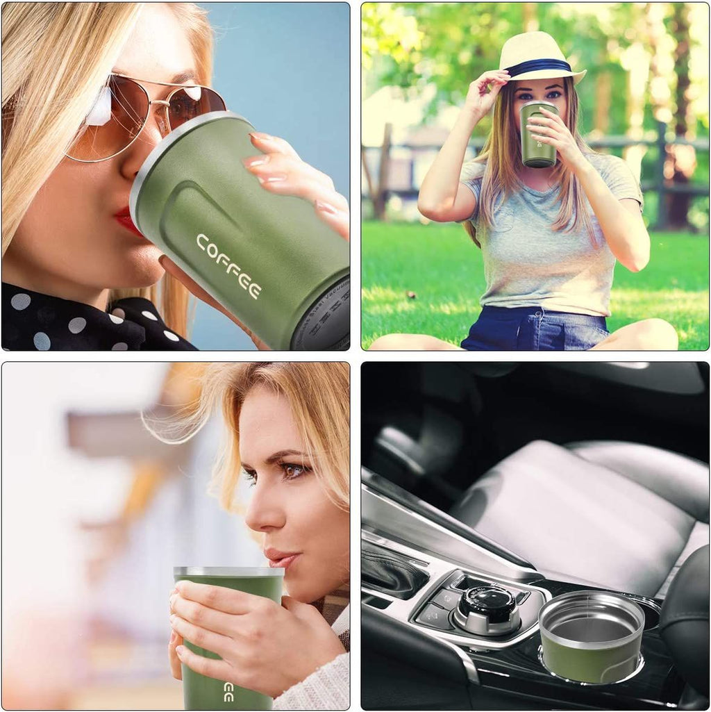 12 oz Stainless Steel Vacuum Insulated Tumbler - Coffee Travel Mug Spill Proof with Lid - T hermos Cup for Keep Hot/Ice Coffee; Tea and Beer EasyOptionXY LLC