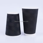 50PCS 8oz 12oz 16oz Custom Printed E co F riendly Triple Ripple Wall cup 3 Layer Disposable hot drink Coffee Paper Cups
