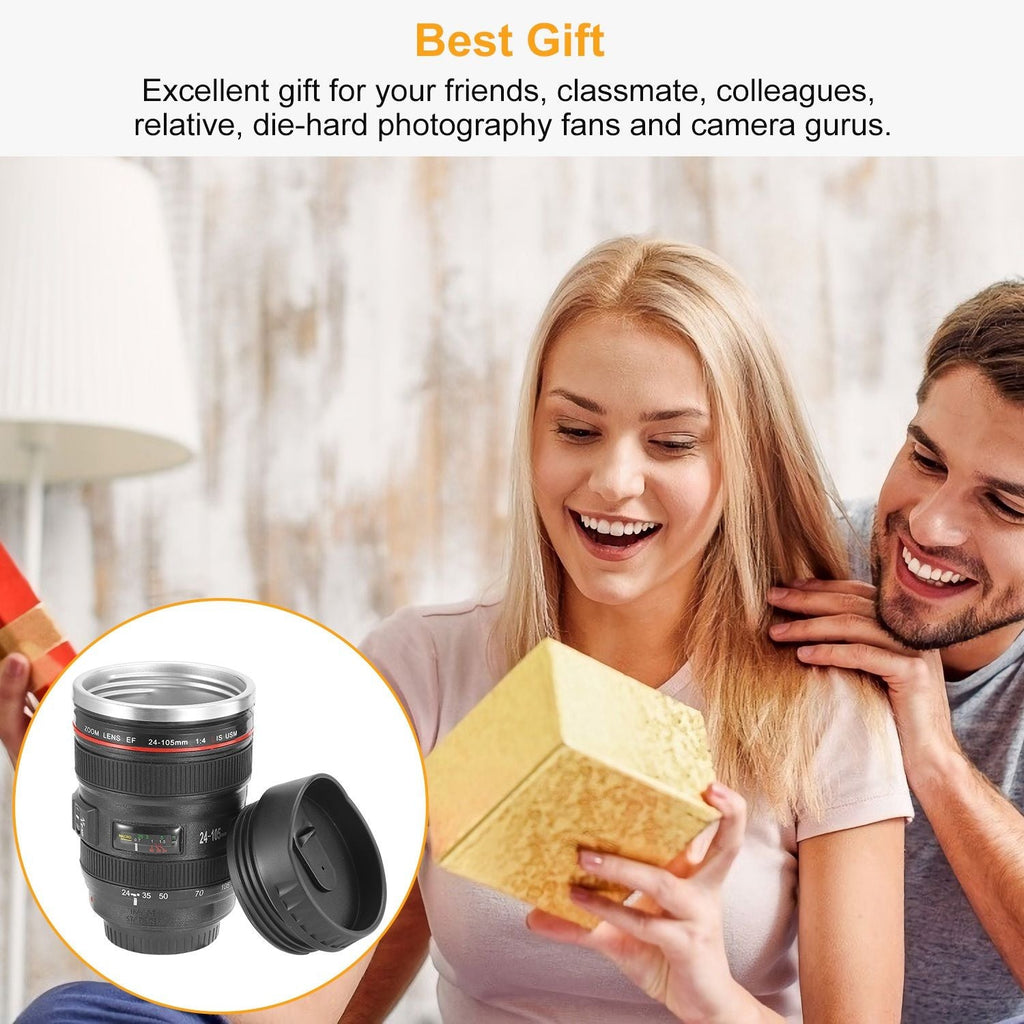 Camera Lens Coffee Mug Cup 13.6oz F ood-G rade Stainless Steel Travel Photography Insulated Mug for All Ages EasyOptionXY LLC