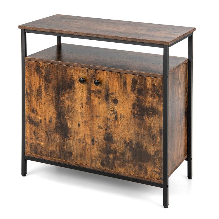 2-Door Buffet Cabinet with Shelves and Cable Management Holes