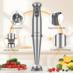 KOIOS Immersion Blender, 1000W Anti-scratch 3-in-1 Hand Blender, Upgraded 12 Speed Stainless Steel Blade Stick Blender with Turbo Mode, Whisk and Milk Frother, B PA-F ree