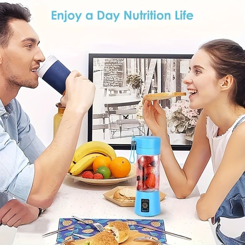 1pc Portable 6 Blades In 3D Juicer Cup, Updated Version Rechargeable Juice Blender Secure Switch Electric Fruit Mixer For Superb Mixing, USB Rechargeable EasyOptionXY LLC