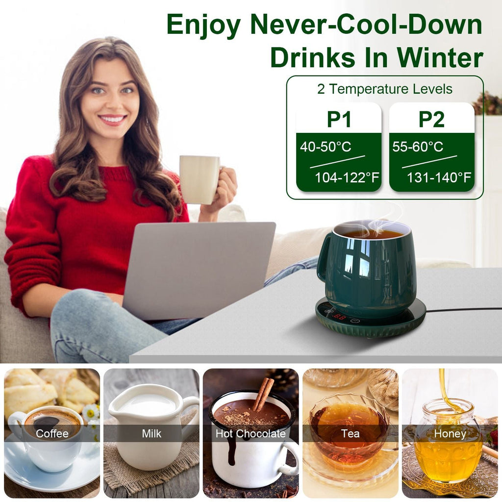 Desktop Electric Cup Warmer 8Hours Auto Off Overheating Protection Smart Timer Setting 2 Temperature Levels  Ceramic Heating Panel For Office Home EasyOptionXY LLC