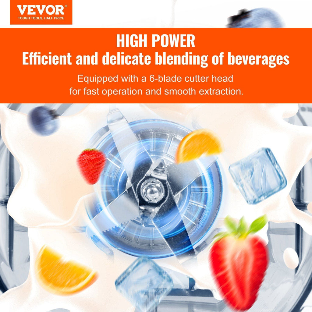VEVOR Professional Blender, Commercial Countertop Blenders, 68 oz Jar Blender Combo, Stainless Steel 3 Functions Blender, for Frozen Drinks, Shakes, Smoothies, Peree, and Crush Ice, Black EasyOptionXY LLC