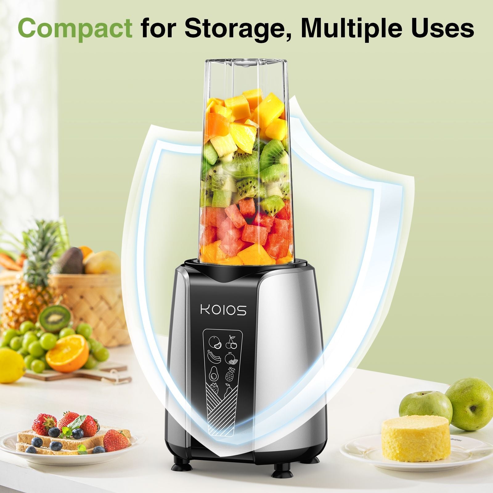 KOIOS Smoothie Blender, Max 1000w Personal Blender for Shakes and Smoothies, 12Pcs Coffee Grinder and Countertop Blenders Combo for Kitchen, Portable Smoothie Blenders with 2x22 oz To-Go Cups, Non-BPA EasyOptionXY LLC