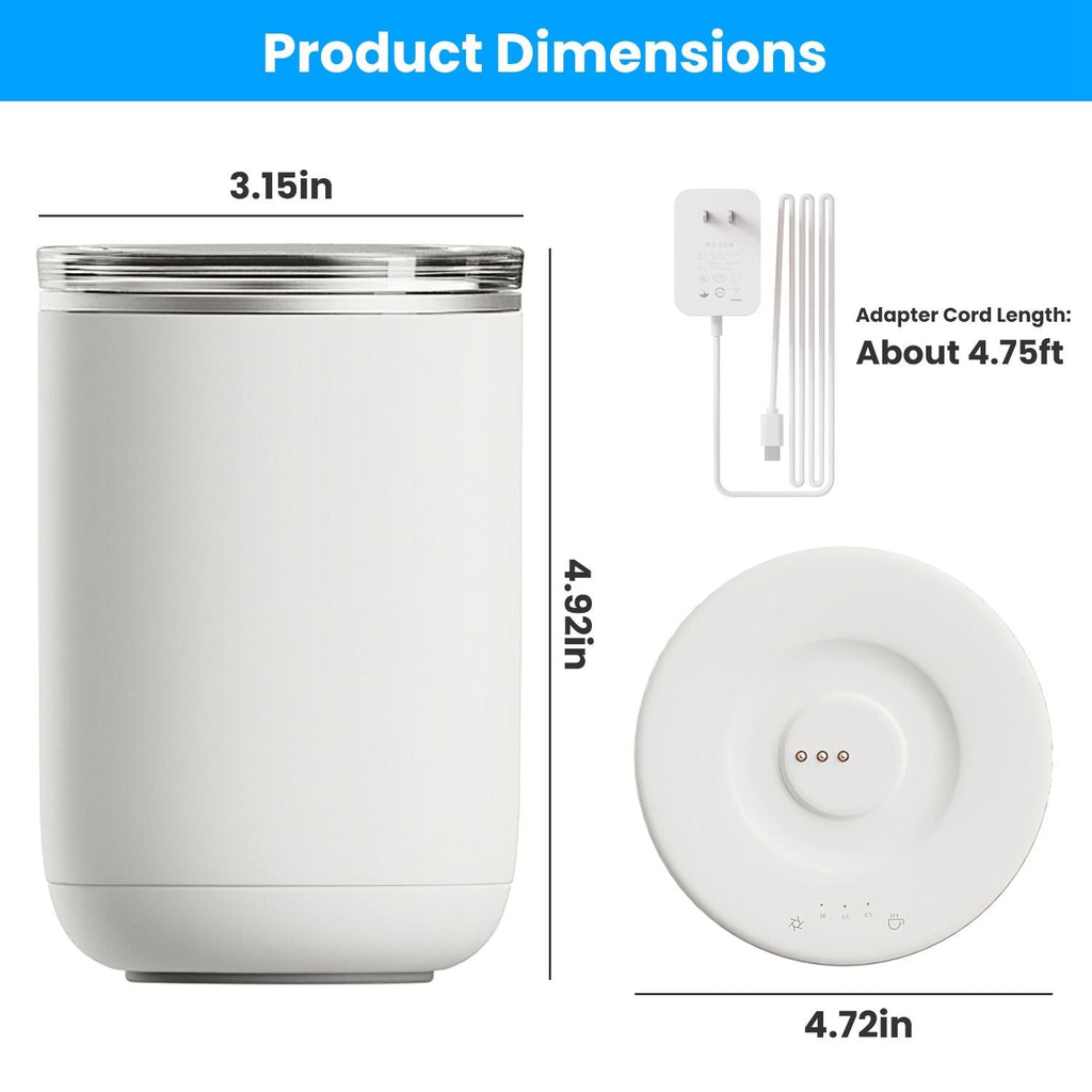 Self Stirring Coffee Mug with Lid Temperature Control Self-Heating Automatic Magnetic Mixing Mug with 3 Heat Settings Auto-Off Function For Coffee Tea Milk Cocoa Stainless Steel EasyOptionXY LLC