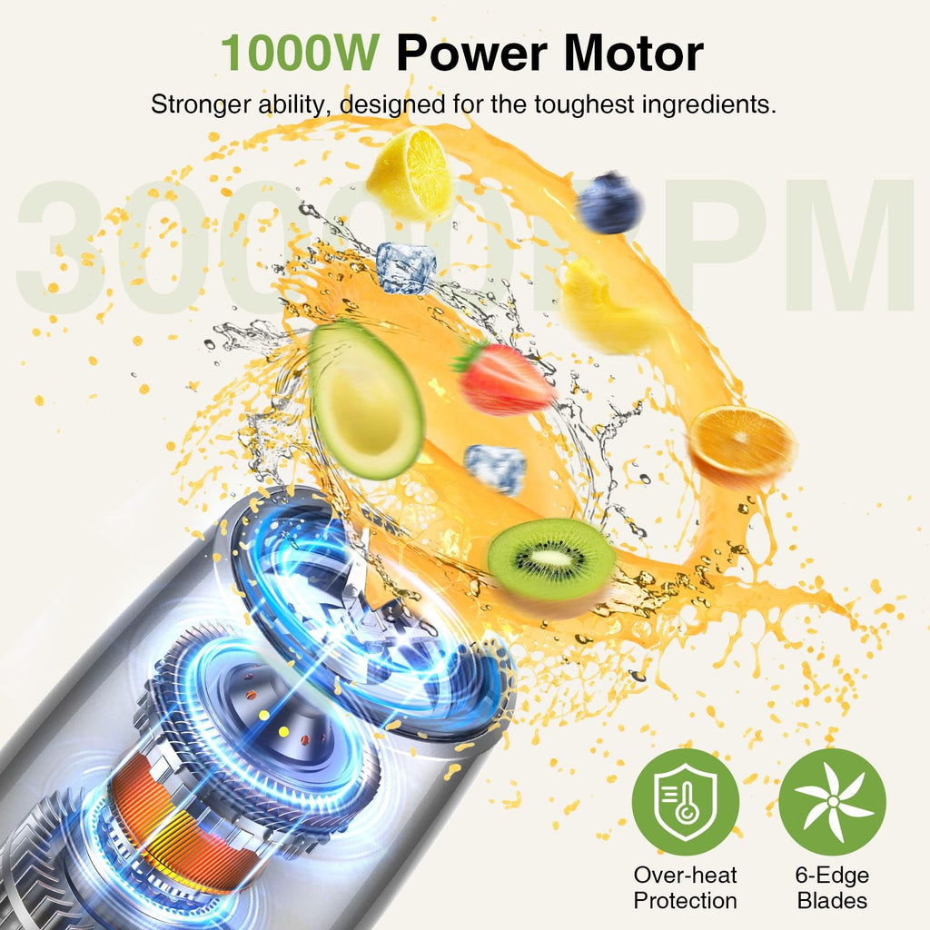 KOIOS Smoothie Blender, Max 1000w Personal Blender for Shakes and Smoothies, 12Pcs Coffee Grinder and Countertop Blenders Combo for Kitchen, Portable Smoothie Blenders with 2x22 oz To-Go Cups, Non-BPA EasyOptionXY LLC