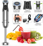 KOIOS Immersion Hand Blender, 5-in-1 Hand Blender with Entire Stainless Steel Blender Shaft, Full Copper Motor, Built in 12 Speed Turbo Stick Blender, Handheld blender for Baby food, Smoothies, Soups