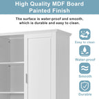 Tall Bathroom Storage Cabinet, Cabinet with Two Doors and Drawers, Adjustable Shelf, MDF Board