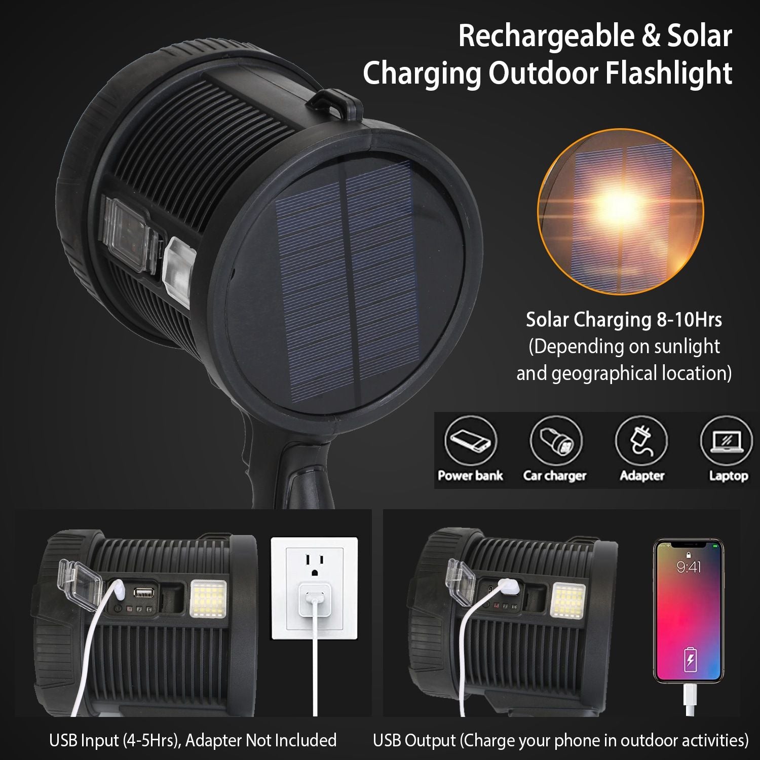 30000LM Rechargeable LED Searchlight IPX6 Waterproof Portable Handheld Spotlight EasyOptionXY LLC