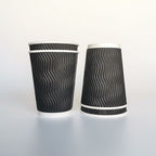 50PCS 8oz 12oz 16oz Custom Printed E co F riendly Triple Ripple Wall cup 3 Layer Disposable hot drink Coffee Paper Cups