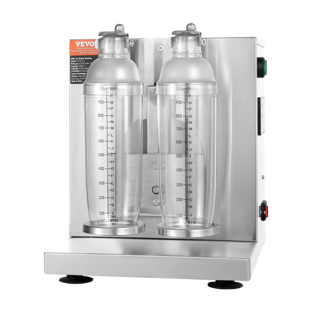 VEVOR Milkshake Maker Machine, 120W Commercial Milk Tea Shaker Machine, Double Head Milk Shake Mixer Machine, 0-180s Adjustable Milkshake Blender, with 1 L PC Cup, for Milk Tea Store EasyOptionXY LLC