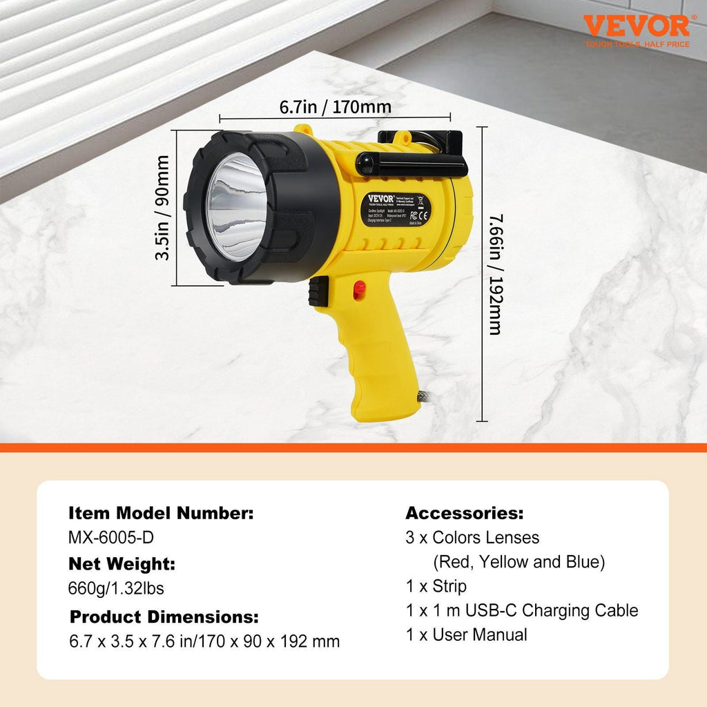 USB Super Bright Rechargeable Spotlight Flashlight 1000, 000LM Searchlight EasyOptionXY LLC