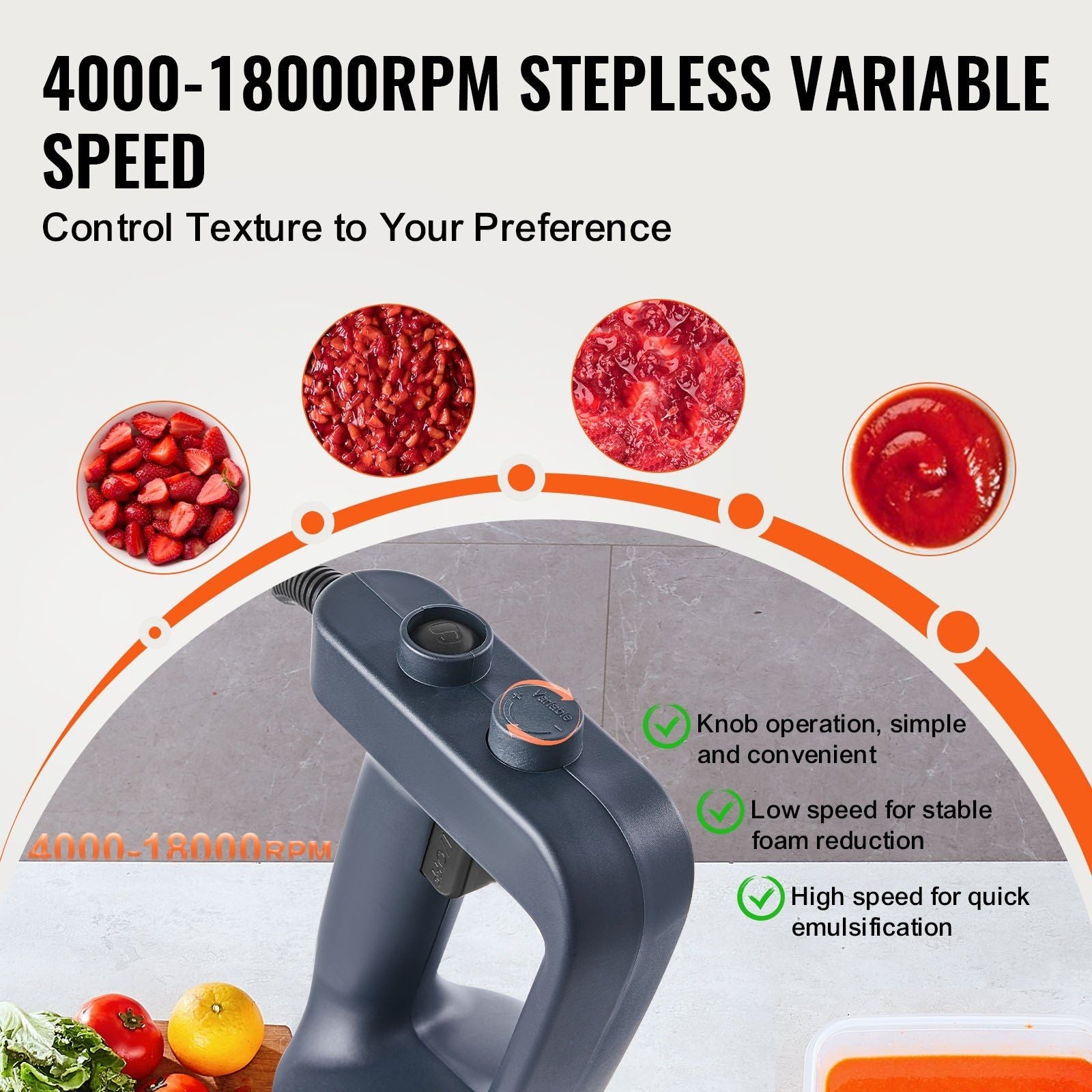 VEVOR Commercial Immersion Blender 500W Heavy Duty Hand Mixer for Soup Sauces EasyOptionXY LLC