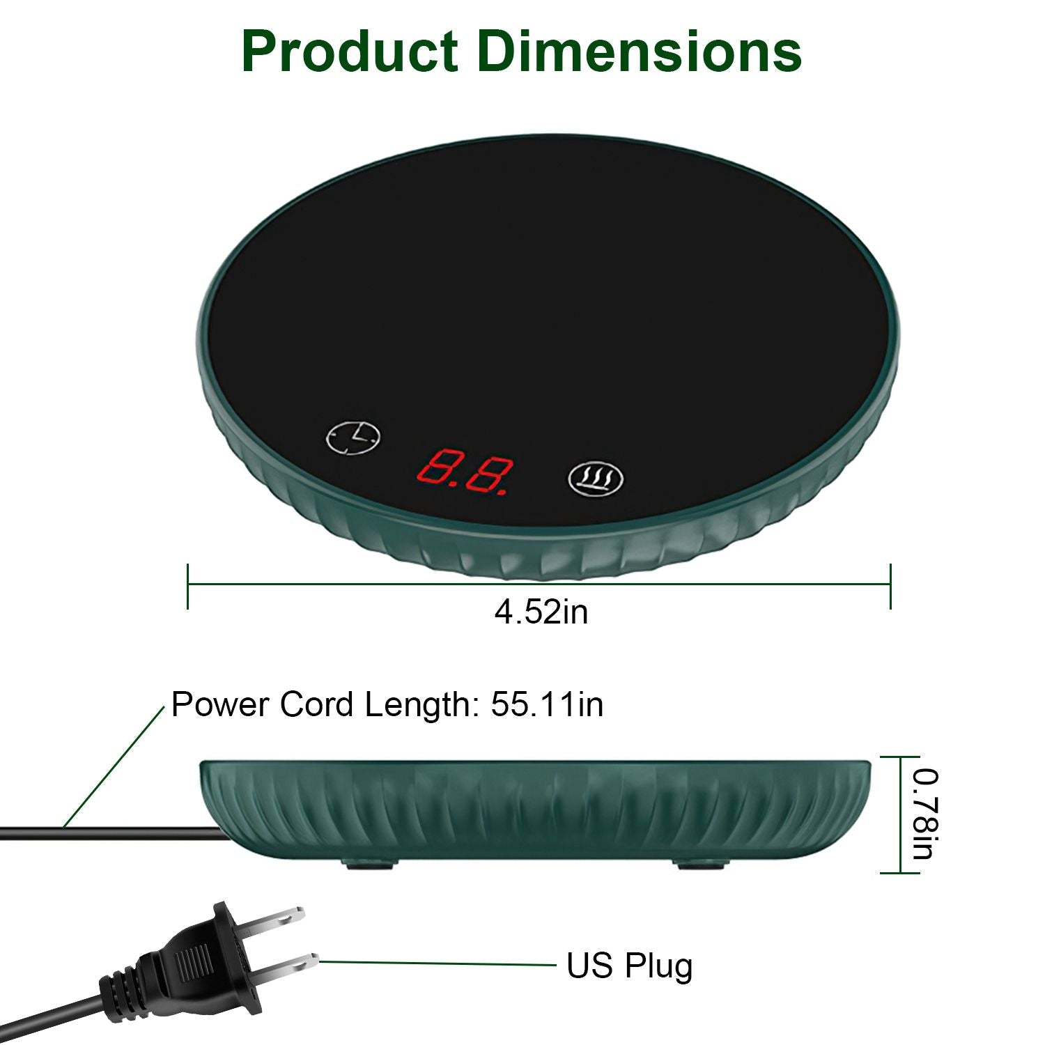 Desktop Electric Cup Warmer 8Hours Auto Off Overheating Protection Smart Timer Setting 2 Temperature Levels  Ceramic Heating Panel For Office Home EasyOptionXY LLC