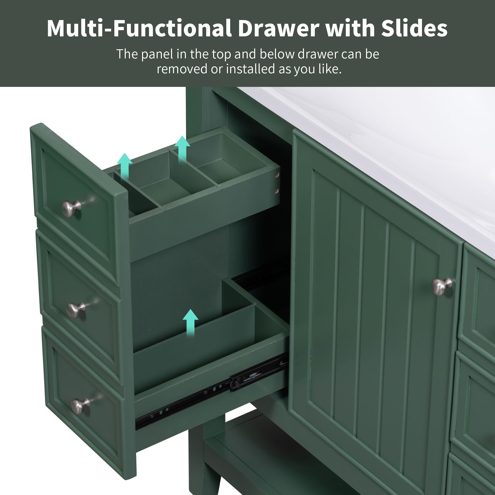 36\" Bathroom Vanity with Sink Combo, One Cabinet and Three Drawers, Solid Wood and MDF Board