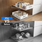 2 Pack Pull Out Cabinet Organizer, Slide Out Cabinet Drawers Peel and Stick Pull Out Drawers Heavy Duty Pull Out Shelf for Kitchen, Cupboard, Pantry, Bathroom