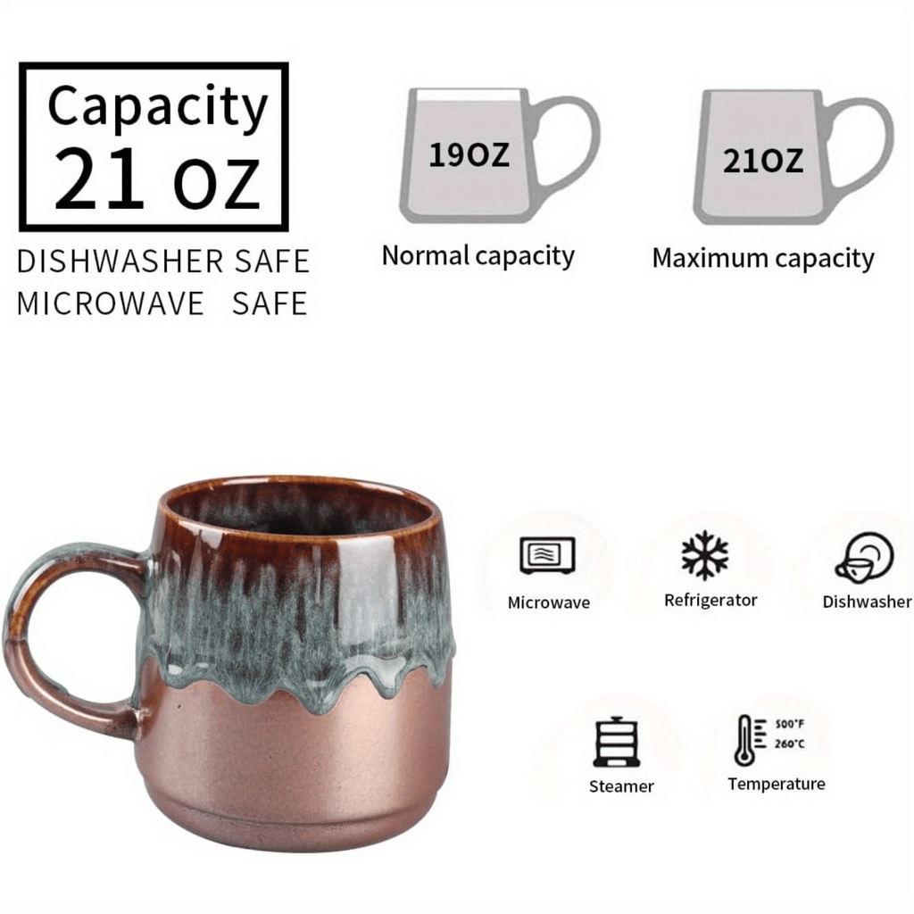 Large Ceramic Coffee Mug, 21 Oz, Gilt Reseda Big Tea Cup for Office and Home, Dishwasher and Microwave Safe… EasyOptionXY LLC