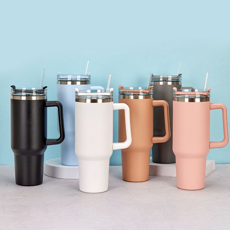 40oz Adventure Quencher Tumbler T hermos Vacuum Cups With Handle Stainless Steel Travel Water Cup Stay Ice Cold Car Coffee Mug EasyOptionXY LLC