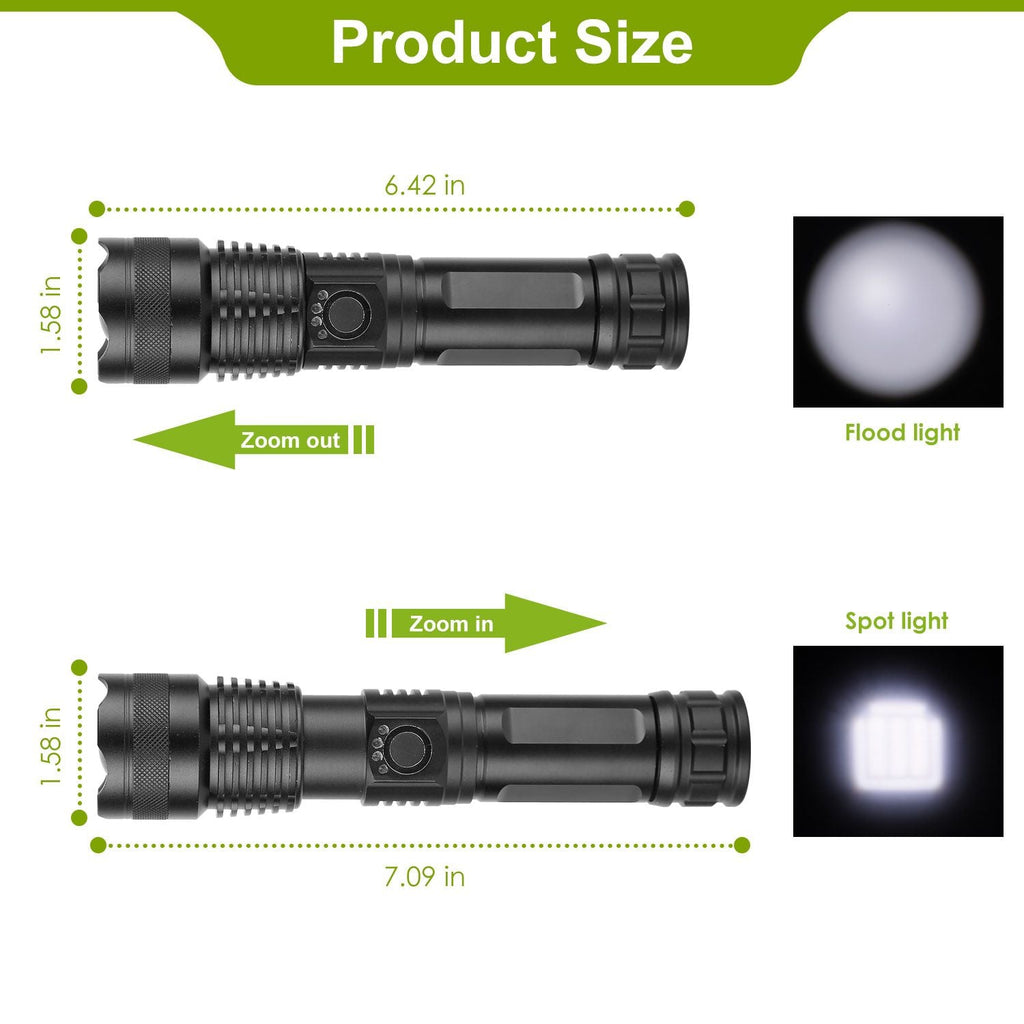 Tactical LED Flashlight Zoomable Rechargeable Search Light Torch 50000LM with 5Modes SOS Night Light For Night Walking Adventures EasyOptionXY LLC